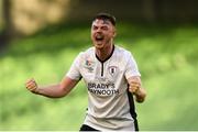 12 May 2018; Darragh Reynor of Maynooth University Town celebrates at the final whistle following the FAI New Balance Intermediate Cup Final match between Firhouse Clover and Maynooth University Town at the Aviva Stadium in Dublin. Photo by Eóin Noonan/Sportsfile