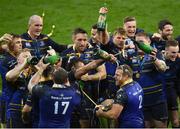 12 May 2018; Leinster players celebrate following the European Rugby Champions Cup Final match between Leinster and Racing 92 at San Mames Stadium in Bilbao, Spain. Photo by Stephen McCarthy/Sportsfile