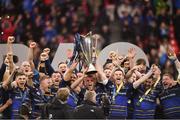 12 May 2018; Leinster players lift the cup after the European Rugby Champions Cup Final match between Leinster and Racing 92 at the San Mames Stadium in Bilbao, Spain. Photo by Ramsey Cardy/Sportsfile