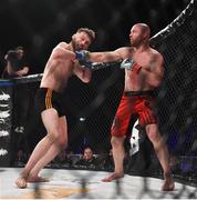 12 May 2018; Phil Raeburn, left, in action against Myles Price during their lightweight bout at BAMMA 35 at the 3 Arena in Dublin. Photo by David Fitzgerald/Sportsfile
