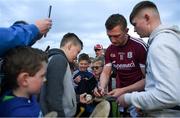 12 May 2018; Joe Canning of Galway signs autographs after the Leinster GAA Hurling Senior Championship First Round match between Offaly and Galway at Bord na Mona O'Connor Park in Tullamore, Offaly. Photo by Ray McManus/Sportsfile