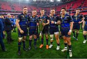 12 May 2018; Leinster's Jack Conan, Tadhg Furlong, Garry Ringrose, Andrew Porter and Joey Carbery following their victory in the European Rugby Champions Cup Final match between Leinster and Racing 92 at the San Mames Stadium in Bilbao, Spain. Photo by Ramsey Cardy/Sportsfile