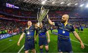 12 May 2018; Dan Leavy, left, and Scott Fardy of Leinster following their victory in the European Rugby Champions Cup Final match between Leinster and Racing 92 at the San Mames Stadium in Bilbao, Spain. Photo by Ramsey Cardy/Sportsfile