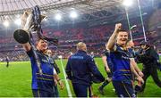 12 May 2018; Tadhg Furlong, left, and Jonathan Sexton of Leinster following their victory in the European Rugby Champions Cup Final match between Leinster and Racing 92 at the San Mames Stadium in Bilbao, Spain. Photo by Ramsey Cardy/Sportsfile