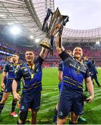 12 May 2018; Luke McGrath, left, and Jack McGrath of Leinster following their victory in the European Rugby Champions Cup Final match between Leinster and Racing 92 at the San Mames Stadium in Bilbao, Spain. Photo by Ramsey Cardy/Sportsfile