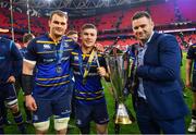 12 May 2018; Rhys Ruddock, left, Luke McGrath, centre, and Fergus McFadden of Leinster following their victory in the European Rugby Champions Cup Final match between Leinster and Racing 92 at the San Mames Stadium in Bilbao, Spain. Photo by Ramsey Cardy/Sportsfile