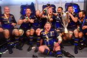 12 May 2018; Leinster's Devin Toner, Jack Conan, Scott Fardy, Dan Leavy, Tadhg Furlong, Isa Nacewa, Jordi Murphy and Jamison Gibson-Park following their victory in the European Rugby Champions Cup Final match between Leinster and Racing 92 at the San Mames Stadium in Bilbao, Spain. Photo by Ramsey Cardy/Sportsfile