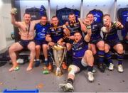 12 May 2018; Leinster's Cian Healy, scrum coach John Fogarty, Sean Cronin, Jack McGrath, Andrew Porter, Tadhg Furlong and James Tracy following their victory in the European Rugby Champions Cup Final match between Leinster and Racing 92 at the San Mames Stadium in Bilbao, Spain. Photo by Ramsey Cardy/Sportsfile