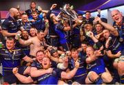 12 May 2018; The Leinster team celebrate in the dressing room following their victory in the European Rugby Champions Cup Final match between Leinster and Racing 92 at the San Mames Stadium in Bilbao, Spain. Photo by Ramsey Cardy/Sportsfile