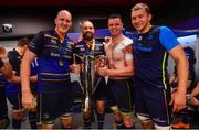 12 May 2018; Devin Toner, Scott Fardy, James Ryan and Ross Molony of Leinster following their victory in the European Rugby Champions Cup Final match between Leinster and Racing 92 at the San Mames Stadium in Bilbao, Spain. Photo by Ramsey Cardy/Sportsfile