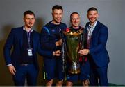 12 May 2018; Leinster rehabilitation physiotherapist Fearghal Kerin, Leinster senior physiotherapist Karl Denvir, Leinster head physiotherapist Garreth Farrell and Leinster senior rehabilitation coach Diarmaid Brennan following their victory in the European Rugby Champions Cup Final match between Leinster and Racing 92 at the San Mames Stadium in Bilbao, Spain. Photo by Ramsey Cardy/Sportsfile