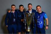 12 May 2018; Leinster rehabilitation physiotherapist Fearghal Kerin, Leinster sports scientist Peter Tierney, Leinster senior rehabilitation coach Diarmaid Brennan and Leinster head of athletic performance Charlie Higgins following their victory in the European Rugby Champions Cup Final match between Leinster and Racing 92 at the San Mames Stadium in Bilbao, Spain. Photo by Ramsey Cardy/Sportsfile