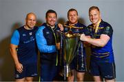 12 May 2018; Richardt Strauss, left, Sean Cronin and James Tracy of Leinster wit Leinster scrum coach John Fogarty following their victory in the European Rugby Champions Cup Final match between Leinster and Racing 92 at the San Mames Stadium in Bilbao, Spain. Photo by Ramsey Cardy/Sportsfile