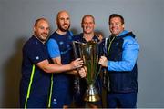 12 May 2018; Leinster kicking coach and head analyst Emmet Farrell, Leinster backs coach Girvan Dempsey, Leinster senior coach Stuart Lancaster and Leinster scrum coach John Fogarty following their victory in the European Rugby Champions Cup Final match between Leinster and Racing 92 at the San Mames Stadium in Bilbao, Spain. Photo by Ramsey Cardy/Sportsfile