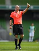 12 May 2018; Referee Derek O'Shea during the FAI New Balance Junior Cup Final match between Pike Rovers and North End United at the Aviva Stadium in Dublin. Photo by Eóin Noonan/Sportsfile