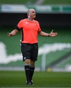 12 May 2018; Referee Derek O'Shea during the FAI New Balance Junior Cup Final match between Pike Rovers and North End United at the Aviva Stadium in Dublin. Photo by Eóin Noonan/Sportsfile
