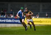 13 May 2018; Jack Morrissey of Kilkenny in action against Eoin Carney of Dublin during the Electric Ireland Leinster GAA Hurling Minor Championship Round 1 match between Dublin and Kilkenny at Parnell Park in Dublin. Photo by Daire Brennan/Sportsfile