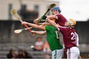 13 May 2018; Alan Douglas of Meath in action against Tommy Doyle, centre, and Shane Power, right, both of Westmeath, during the Joe McDonagh Cup Round 2 match between Westmeath and Meath at TEG Cusack Park in Westmeath. Photo by Sam Barnes/Sportsfile