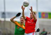 13 May 2018; William Woods of Louth  in action against Conor Lawlor of Carlow during the Leinster GAA Football Senior Championship Preliminary Round match between Louth and Carlow at O'Moore Park in Laois. Photo by Harry Murphy/Sportsfile