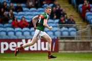 13 May 2018; Seán Walsh of Mayo celebrates after scoring his side's first goal during the Junior Championship Final match between Mayo and Galway at Elvery's MacHale Park in Mayo. Photo by David Fitzgerald/Sportsfile