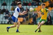 13 May 2018; Shane Hanratty of Monaghan in action against Rory O'Donnell of Donegal during the 2018 Ulster GAA Football U17 Championship Qualifiers Round 2 match between Donegal and Monaghan at Páirc MacCumhaill in Donegal. Photo by Oliver McVeigh/Sportsfile