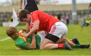 13 May 2018; Emmet Carolan of Louth clashes with Darragh O'Brien of Carlow during the Leinster GAA Football Senior Championship Preliminary Round match between Louth and Carlow at O'Moore Park in Laois. Photo by Harry Murphy/Sportsfile