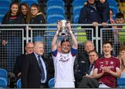 13 May 2018; Maghnus Breathnach of Galway lifting the cup after the Junior Championship Semi-Final match between Mayo and Galway at Elvery's MacHale Park in Mayo. Photo by Eóin Noonan/Sportsfile