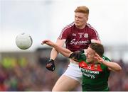 13 May 2018; Sean Andy Ó'Ceallaigh of Galway in action against Andy Moran of Mayo during the Connacht GAA Football Senior Championship Quarter-Final match between Mayo and Galway at Elvery's MacHale Park in Mayo. Photo by Eóin Noonan/Sportsfile