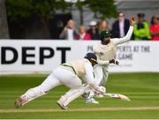 13 May 2018; Rahat Ali of Pakistan attempts to run-out Gary Wilson of Ireland during day three of the International Cricket Test match between Ireland and Pakistan at Malahide, in Co. Dublin. Photo by Seb Daly/Sportsfile