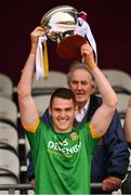 13 May 2018; Bryan Menton of Meath lifts the Cup following the Bord na Mona O'Byrne Cup Final match between Westmeath and Meath at TEG Cusack Park in Westmeath. Photo by Sam Barnes/Sportsfile