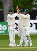 13 May 2018; Imam-ul-Haq of Pakistan, right, is congratulated by team-mate Azhar Ali after catching out Tim Murtagh of Ireland, off a delivery from Shadab Khan, during day three of the International Cricket Test match between Ireland and Pakistan at Malahide, in Co. Dublin. Photo by Seb Daly/Sportsfile