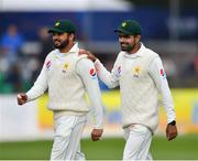 13 May 2018; Azhar Ali, left, and Babar Azam of Pakistan leave the field following the fall of Ireland's final wicket during day three of the International Cricket Test match between Ireland and Pakistan at Malahide, in Co. Dublin. Photo by Seb Daly/Sportsfile