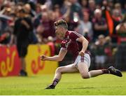 13 May 2018; Johnny Heaney of Galway celebrates after scoring his side's first goal of the game during the Connacht GAA Football Senior Championship Quarter-Final match between Mayo and Galway at Elvery's MacHale Park in Mayo. Photo by Eóin Noonan/Sportsfile