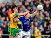 13 May 2018; Gearoid McKiernan of Cavan in action against Michael Langan of Donegal during the Ulster GAA Football Senior Championship Preliminary Round match between Donegal and Cavan at Páirc MacCumhaill in Donegal. Photo by Philip Fitzpatrick/Sportsfile