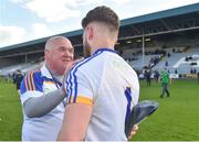 13 May 2018; Wicklow manager John Evans with goalkeeper Mark Jackson after the Leinster GAA Football Senior Championship Preliminary Round match between Offaly and Wicklow at O'Moore Park in Laois. Photo by Piaras Ó Mídheach/Sportsfile