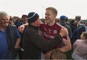 13 May 2018; Ciarán Duggan of Galway celebrates with his father Ciaran following the Connacht GAA Football Senior Championship Quarter-Final match between Mayo and Galway at Elvery's MacHale Park in Mayo. Photo by David Fitzgerald/Sportsfile