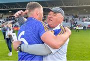 13 May 2018; Wicklow manager John Evans celebrates with Dean Healy after the Leinster GAA Football Senior Championship Preliminary Round match between Offaly and Wicklow at O'Moore Park in Laois. Photo by Piaras Ó Mídheach/Sportsfile