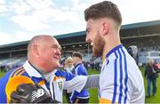 13 May 2018; Wicklow manager John Evans with goalkeeper Mark Jackson after the Leinster GAA Football Senior Championship Preliminary Round match between Offaly and Wicklow at O'Moore Park in Laois. Photo by Piaras Ó Mídheach/Sportsfile
