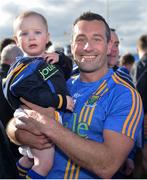 13 May 2018; Ciarán Hyland of Wicklow with his child Faye Hyland the Leinster GAA Football Senior Championship Preliminary Round match between Offaly and Wicklow at O'Moore Park in Laois. Photo by Harry Murphy/Sportsfile