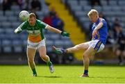 13 May 2018; Mark Kenny of Wicklow in action against Niall Darby of Offaly during the Leinster GAA Football Senior Championship Preliminary Round match between Offaly and Wicklow at O'Moore Park in Laois. Photo by Harry Murphy/Sportsfile