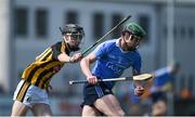 13 May 2018; Eoin Carney of Dublin in action against Conor Kelly of Kilkenny during the Electric Ireland Leinster GAA Hurling Minor Championship Round 1 match between Dublin and Kilkenny at Parnell Park in Dublin. Photo by Daire Brennan/Sportsfile