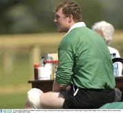 12 August 2003; Ireland's Eric Miller is treated for an injury during an Irish rugby squad training session. Ireland rugby training, Kildare Rugby Club, Co. Kildare. Picture credit; Damien Eagers / SPORTSFILE *EDI*