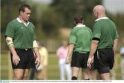 12 August 2003; Ireland's Keith Wood pictured with Simon Best, left, during an Irish rugby squad training session. Ireland rugby training, Kildare Rugby Club, Co. Kildare. Picture credit; Damien Eagers / SPORTSFILE *EDI*