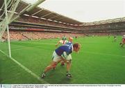 3 August 2003; Fermanagh goalkeeper, Ronan Gallagher, saves the ball on the line. Bank of Ireland All-Ireland Senior Football Championship Quarter Final, Tyrone v Fermanagh, Croke Park, Dublin. Picture credit; Damien Eagers / SPORTSFILE. *EDI*