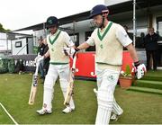 14 May 2018; Ireland batsmen William Porterfield, left, and Ed Joyce take to the field prior to play on day four of the International Cricket Test match between Ireland and Pakistan at Malahide, in Co. Dublin. Photo by Seb Daly/Sportsfile