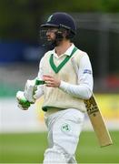 14 May 2018; Andrew Balbirnie of Ireland leaves the field after being trapped LBW by Mohammad Abbas of Pakistan during day four of the International Cricket Test match between Ireland and Pakistan at Malahide, in Co. Dublin. Photo by Seb Daly/Sportsfile