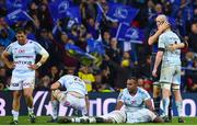 12 May 2018; Donnacha Ryan of Racing 92 is consoled by Devin Toner of Leinster following the European Rugby Champions Cup Final match between Leinster and Racing 92 at the San Mames Stadium in Bilbao, Spain. Photo by Ramsey Cardy/Sportsfile