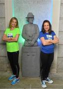 14 May 2018; In attendance at the launch of the 39th running of the SSE Airtricity Dublin Marathon are, Lizzie Lee, left, and Caitriona Jennings, alongside the Countess Markievicz Statue at the Houses of the Oireachtas in Dublin. 2018, will mark and celebrate female runners, linking with the nationwide commemoration of Vótáil 100. Constance Markievicz, a key campaigner for Irish women’s voting rights, will appear on all finishers medals. Photo by Sam Barnes/Sportsfile