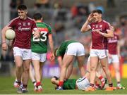 13 May 2018; Galway players Barry McHugh, left and Shane Walsh react to an injury sustained by Tom Parsons of Mayo during the Connacht GAA Football Senior Championship Quarter-Final match between Mayo and Galway at Elvery's MacHale Park in Mayo. Photo by Eóin Noonan/Sportsfile