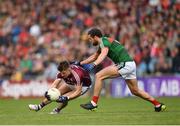 13 May 2018; Eoghan Kerin of Galway in action against Tom Parsons of Mayo during the Connacht GAA Football Senior Championship Quarter-Final match between Mayo and Galway at Elvery's MacHale Park in Mayo. Photo by Eóin Noonan/Sportsfile